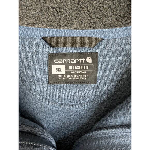 Carhartt Sweater Mens 3XL Faded Navy Fleece Lined Relaxed Fit Quarter Zip NWT - Picture 4 of 4